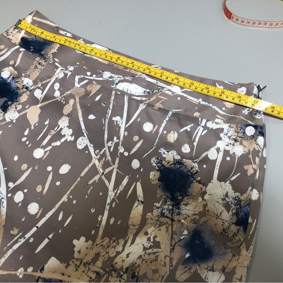 Womens Straight Skirt with side zip. Sz 12. Mocha/Wht/Blue Abstract, - Picture 3 of 9